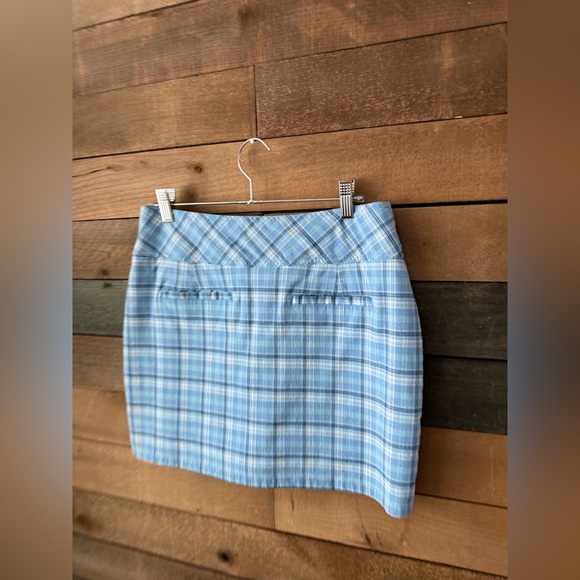 Vintage 90s Y2K Blue Plaid Mini Skort Snap Side Stretch - Picture 6 of 11